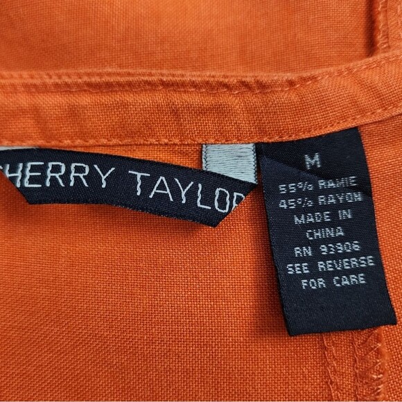 Sherry Taylor A-line Orange Cotton Rayon Skirt Knee Length Midi Size M - Picture 2 of 10